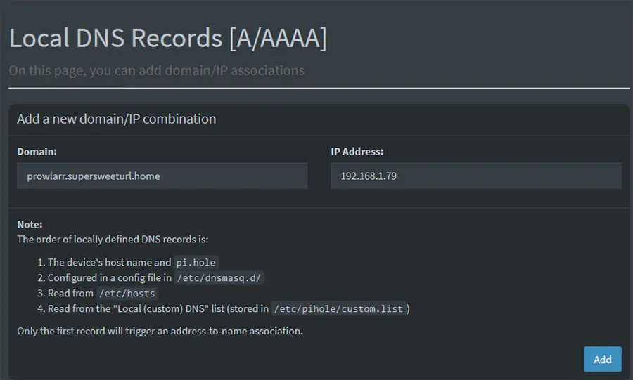 Pihole Local DNS